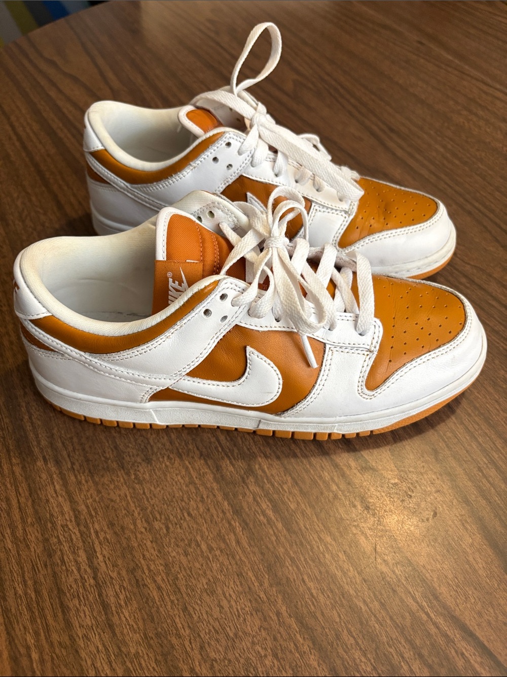 Nike Size 7 Dunk Low Top Reverse Curry Sneakers in White and Orange FQ6965-700